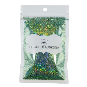 Green Holographic Glitter in .025 Hex for Nail Art, Resin, Glitter for Raves, Festival