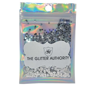 Silver Confetti Glitter Stars for Chunky Mixes, Custom Tumblers, Resin Art, Slime and more