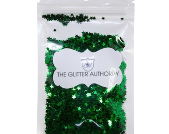 Green Glitter Stars: Chunky Confetti Mix, Resin Art (3.18mm)