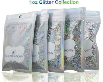 Silver Holographic Collection in 5 Hex Sizes for Resin Supplies, Nail Art Supplies and Slime Supplies