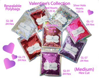 Pink Glitter, Red Glitter, Lavender Glitter, Chunky Glitters in Medium Size, Heart Glitter, Confetti Glitter, Polyester Loose Glitter