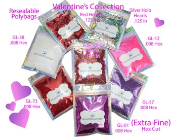Iridescent Glitter and Confetti Hearts, Glitter for Slime, Resin and Epoxy