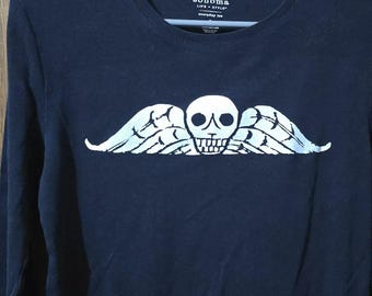 Small Memento Mori Long Sleeve Shirt// Upcycled