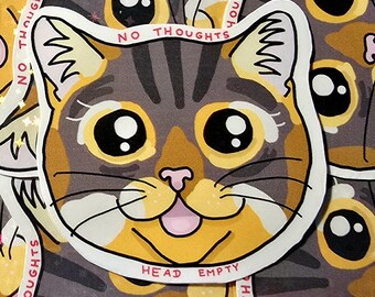 No Thoughts Head Empty Cat Sticker