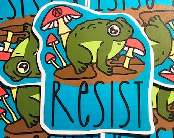 RESIST Sticker // Punk Frog Sticker