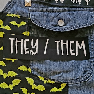Pronoun Horror Font Cloth Patch