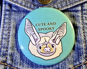 White Bat Cute and Spooky Large Button