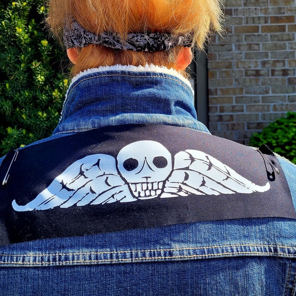 Memento Mori Skull with Wings Banner Patch