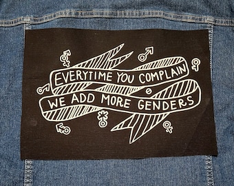 苦情を言うたびに、性別のバックパッチを追加します