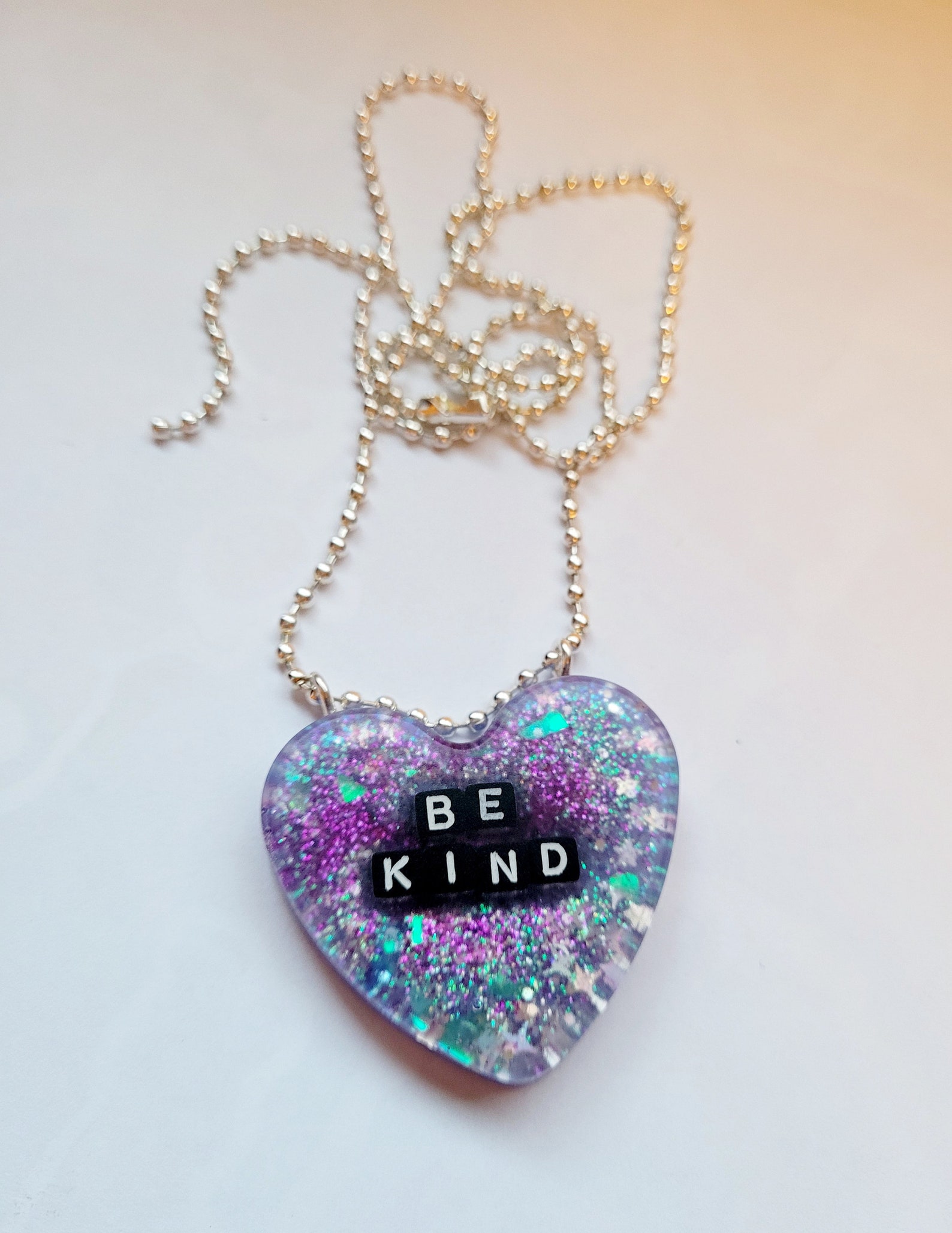 Be Kind Glitter Necklace// One Of A Kind Etsy