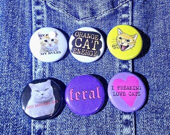 Feral Cat Small Button Set of 6
