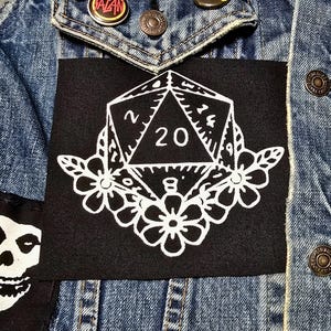 Floral D20 RPG Gamer Cloth Patch