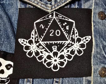 花柄D20 RPGゲーマークロスパッチ
