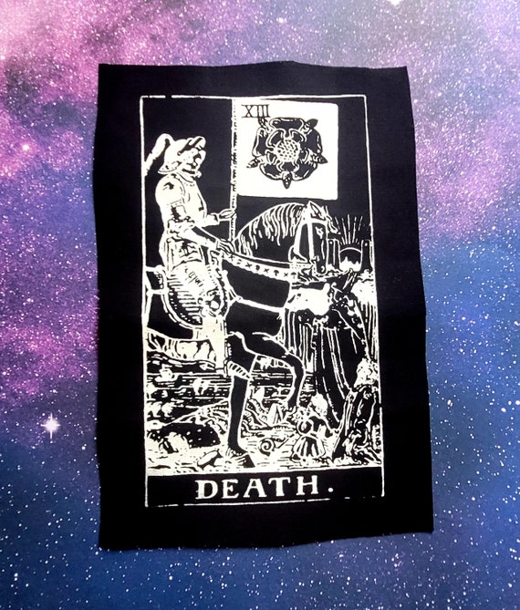ESTNATION　パッチポケットリバースカート　ブラック　サイズ36 Death Tarot Fabric Back Patch - Etsy
