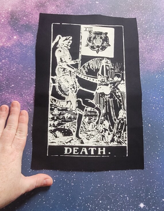 ESTNATION　パッチポケットリバースカート　ブラック　サイズ36 Death Tarot Fabric Back Patch - Etsy