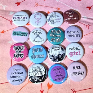 Feminist Small Button Set // 16 Feminism Buttons