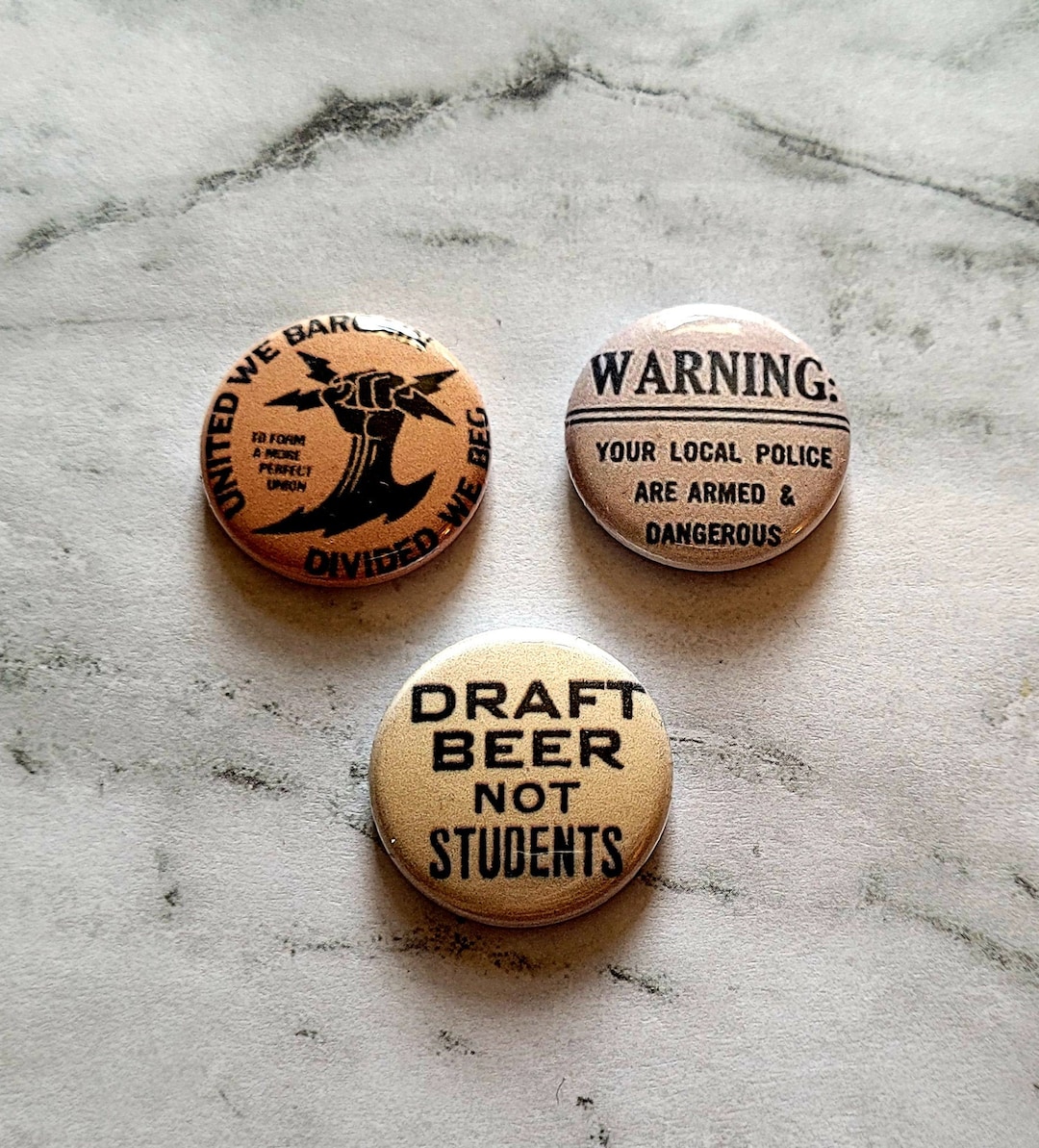 Vintage Protest Sign Buttons - Etsy