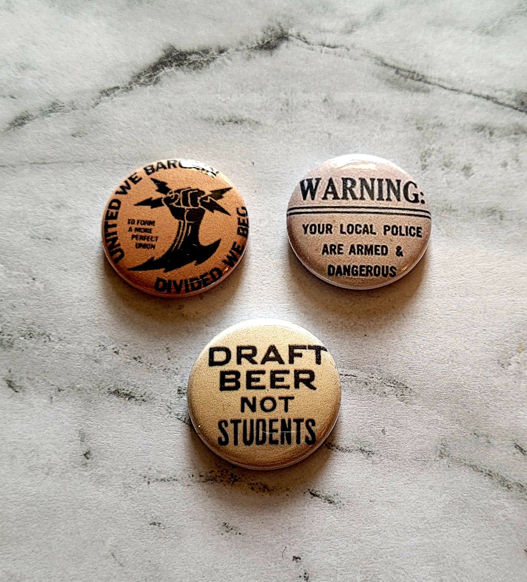 Vintage Protest Sign buttons