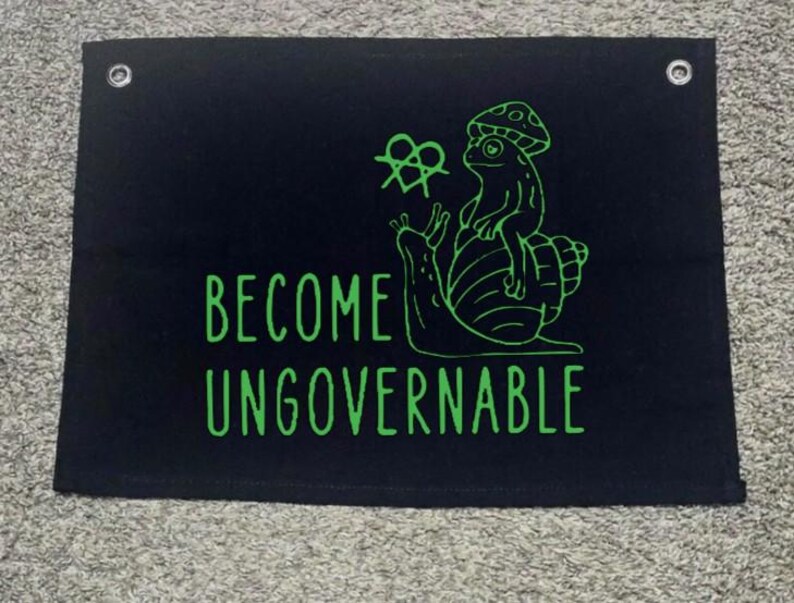 Become Ungovernable Fabric Back Patch / Punk Jacket GREEN