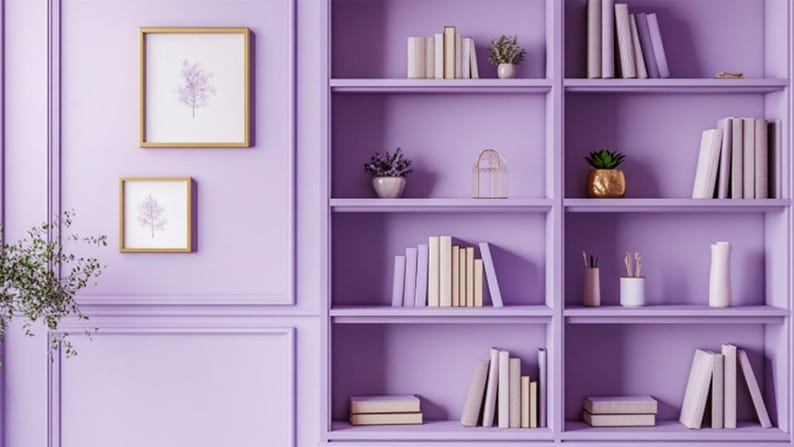 Neutral Zoom Background Modern Aesthetic Purple Modern Home Office Wall ...