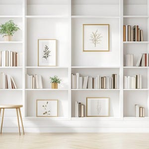 Neutral Zoom Background Modern Aesthetic White Modern Home Office Wall Shelving Zoom Background Office Backdrop Microsoft Team Background