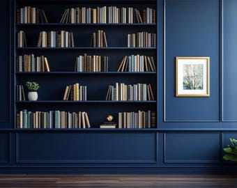 Neutral Zoom Background Modern Aesthetic Blue Modern Home Office Wall Shelving Zoom Background Office Backdrop Microsoft Team Background