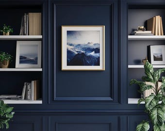Neutral Zoom Background Modern Aesthetic Blue Modern Home Office Wall Shelving Zoom Background Office Backdrop Microsoft Team Background