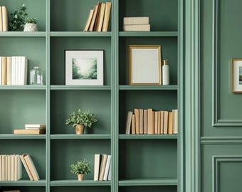 Zoom Background Modern Aesthetic Green Traditional Home Office Bookshelf Zoom Background Office Backdrop Teams Background Digital Download