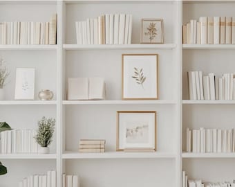 Zoom Background, White Bookshelf, Virtual Background, Modern Aesthetic, White Modern Home Office Backdrop, Digital Download, Team Background