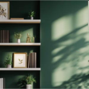 blurred zoom video background image, green and taupe home office virtual background, zoom virtual background, Teams virtual background, zoom background gallery wall, virtual background green white and gold with plants, virtual background bright, home office background