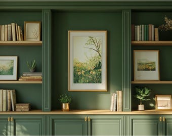 Neutral Zoom Background Modern Aesthetic Green Modern Home Office Wall Shelving Zoom Background Office Backdrop Microsoft Team Background