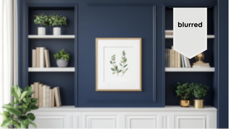 blurred zoom video background image, blue and white home office virtual background, zoom virtual background, Teams virtual background, zoom background gallery wall, virtual background navy white and gold with plants, virtual background bright, home office background