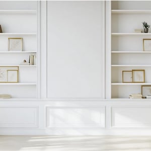 Neutral Zoom Background Modern Aesthetic White Modern Home Office Wall Shelving Zoom Background Office Backdrop Microsoft Team Background