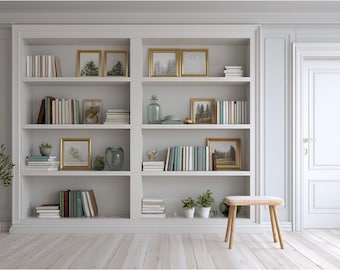 Zoom Background Modern Aesthetic White Modern Home Office Neutral Zoom Backdrop Wooden Shelves Teams Background Streaming Background Nature