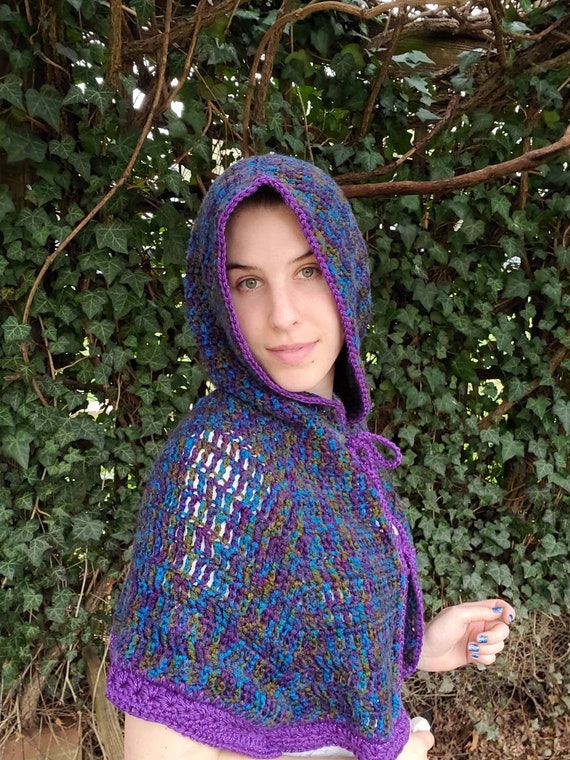 Long Witch Cloak Knitted Fantasy Cloak Wool Womens Cape 