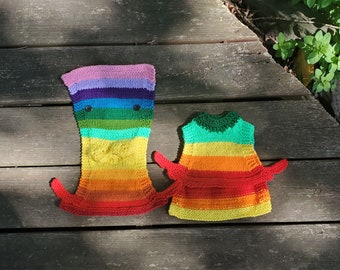 Rainbow Knit Chicken Sweaters - Hen Clothing - Poultry Accessories - Small Animal Jumper - Standard Chicken Sized - Handmade