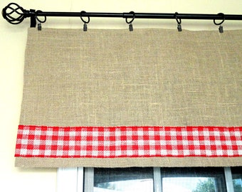 Burlap Curtain Burlap Valance Window Valance Housewares Window Etsy