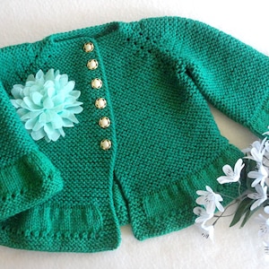Knitting PATTERN Baby Jacket Baby Girl Cardigan Garter Stitch Knitted Baby Coat Infant Girl Clothes Knitted Baby Outfit PATTERN in English