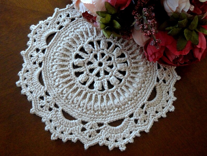 Crochet Placemat Large Placemat Crochet Doily Round Placemat Etsy