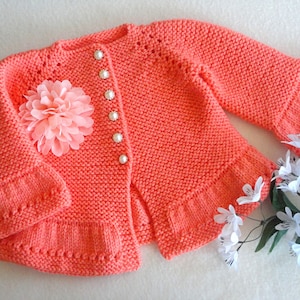 Knitting PATTERN Baby Jacket Baby Girl Cardigan Garter Stitch Knitted Baby Coat Infant Girl Clothes Knitted Baby Outfit PATTERN in English