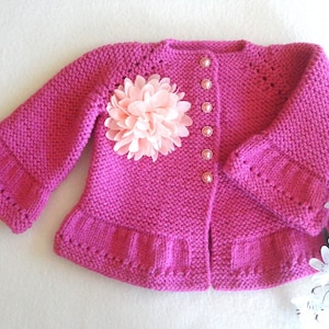 Knitting PATTERN Baby Jacket Baby Girl Cardigan Garter Stitch Knitted Baby Coat Infant Girl Clothes Knitted Baby Outfit PATTERN in English