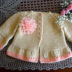 Knitting PATTERN Baby Jacket Baby Girl Cardigan Garter Stitch Knitted Baby Coat Infant Girl Clothes Knitted Baby Outfit PATTERN in English