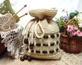 Knitting PATTERN Bag Knitted Gift Bag Knitted Pouch Drawstring Bag Knitting PATTERN Gift Pouch Knitting Pattern in English ( PDF )