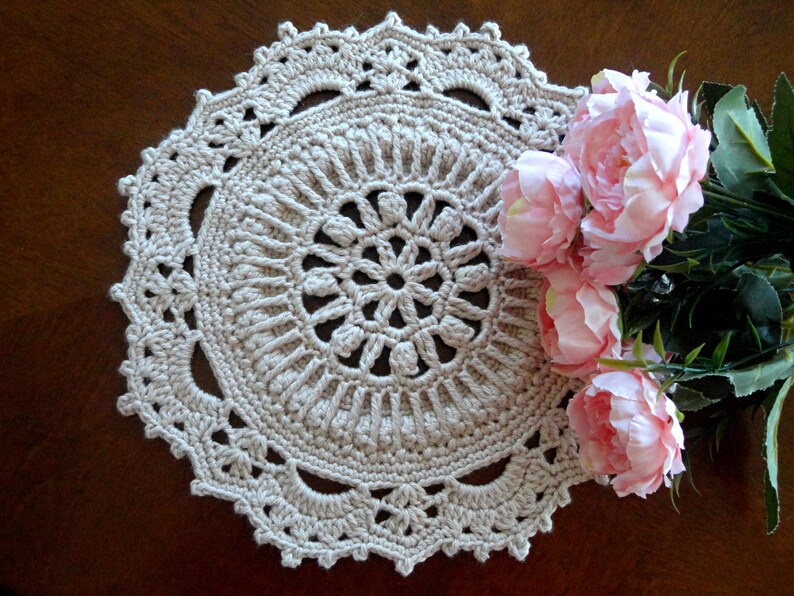 Crochet Placemat Large Placemat Crochet Doily Round Placemat Etsy