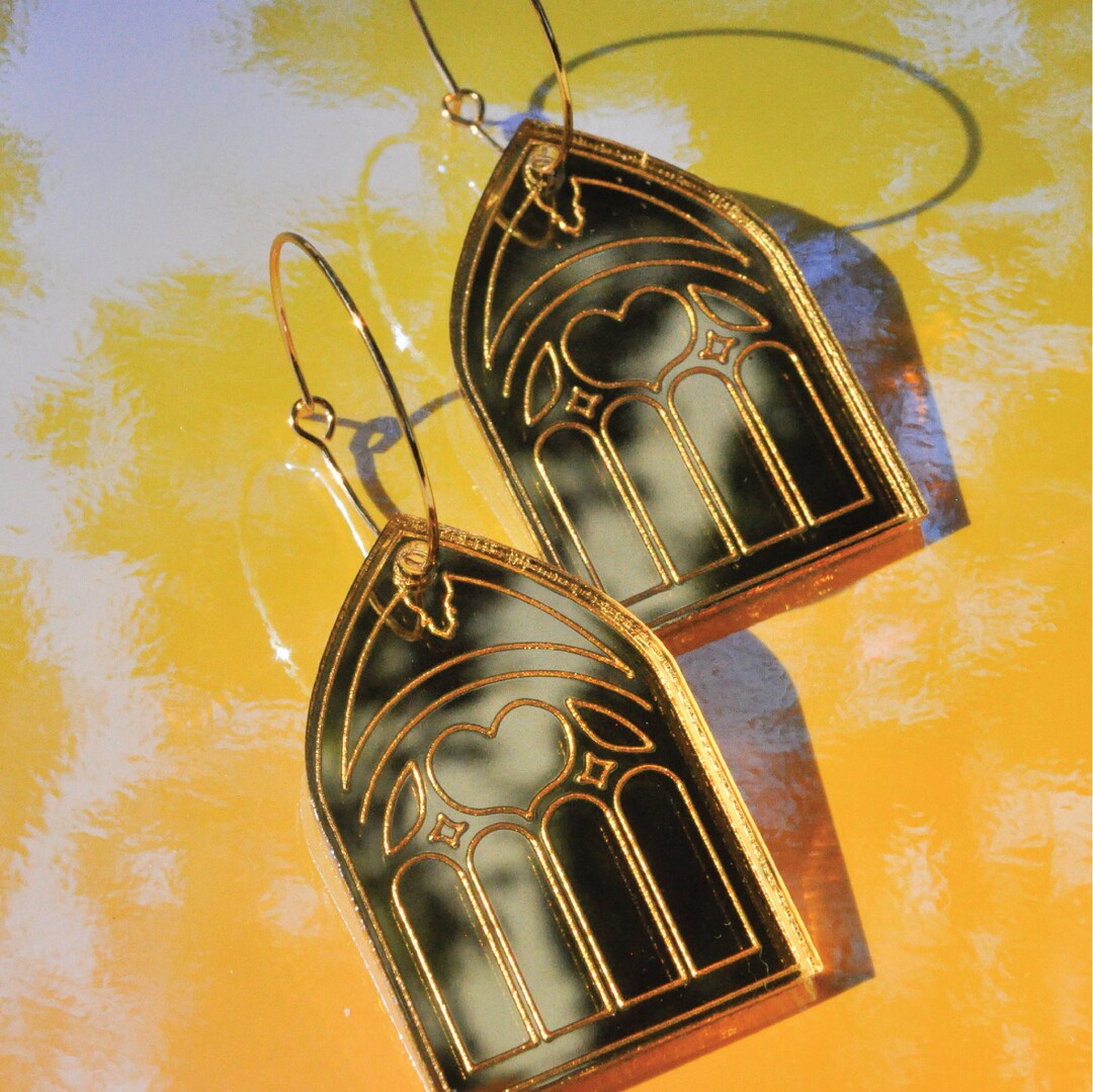 House of Heart Gothic Cathedral Window Acrylic Earrings Etsy