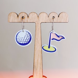 Mini Golf / putt putt Mismatched acrylic earrings