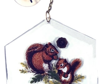 Vintage 1980's Westmoreland Clear Crystal Elegant Glass With Squirrel And Kit Decal 6"t Sun Catcher Window Ornament