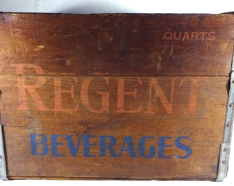 1960's Regent Bottling Company Pittsburgh Pa 17 'l Boîte de caisse de bouteille de soda en bois