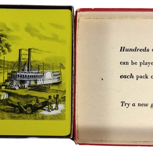 Vintage 1950 US Playing Card Company Hamilton New Orleans Packet Eclipse Steamship Series Double Deck Playing Card Set with Original Box