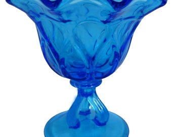 Vintage Westmoreland Elegant Light Blue Glass Doric Pattern 5"t Sweetmeat Open Compote
